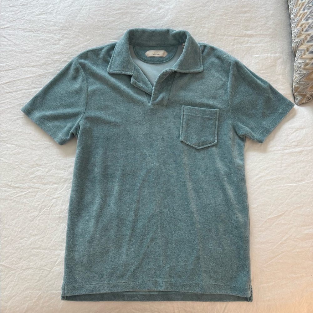 Aurelien Teal Terry Polo Shirt for Men